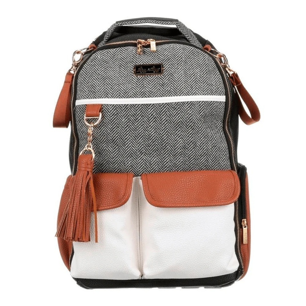 Itzy Ritzy Brown and White Baby Diaper Bag with Leather Accents - Picture 2 of 11